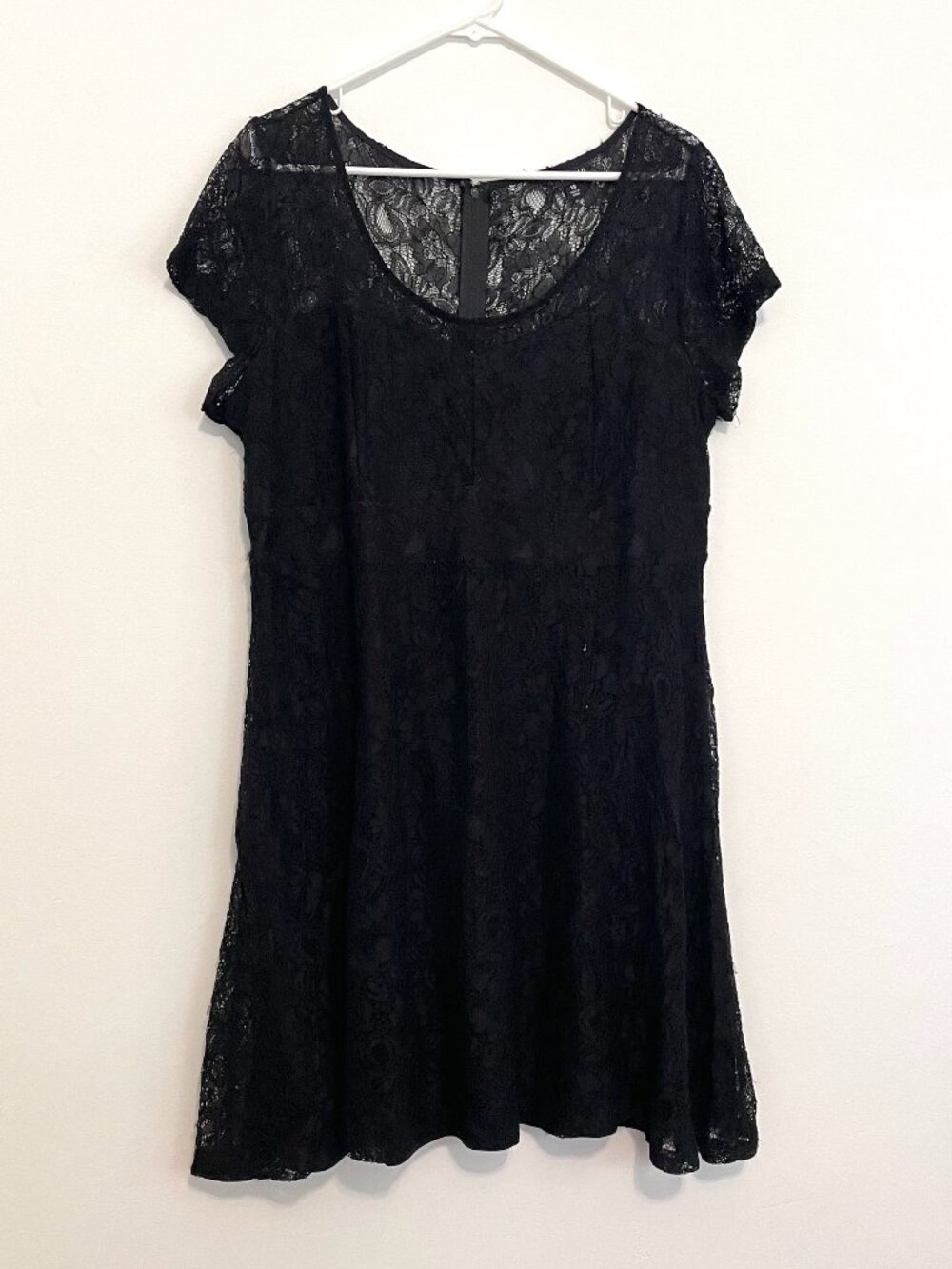 TORRID Plus Size Illusion Yoke Lace Dress Black Short Sleeve Party Whimsigoth 18 - Picture 2 of 16